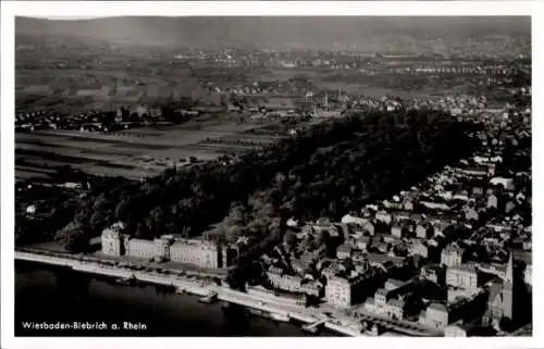 Ak Biebrich am Rhein Wiesbaden; Fliegeraufnahme