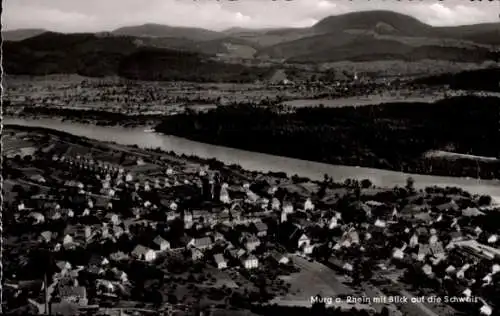 Ak Murg am Hochrhein Baden, Fliegeraufnahme, Blick auf die Schweiz