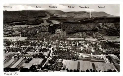 Ak Gingen an der Fils, Fliegeraufnahme, Tennenberg, Burren, Tälesberg, Wasserberg, Fränkel, Fuchseck
