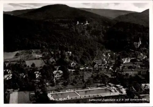 Ak Jugenheim an der Bergstraße Hessen, Fliegeraufnahme, Schwimmbad