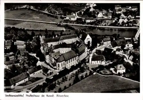 Ak Untermarchtal an der Donau, Luftaufnahme, Mutterschaftshaus der Barmherzigen Schwestern, Fluss