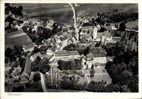 Ak Oberstadion in Oberschwaben, Luftaufnahme von  Dörfer, Landschaft, Kirche, Felder