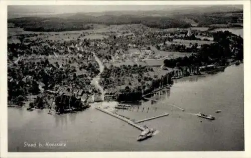 Ak Konstanz am Bodensee, Luftaufnahme von  Bodensee, Häfen, Seenlandschaft