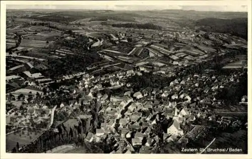 Ak Zeutern Ubstadt Weiher Baden Württemberg, Luftaufnahme, Weinberge, Häuser, Landschaft