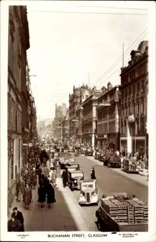 Ak Glasgow Schottland, Buchanan Street,   Straßenszene, viele Fußgänger, Fahrzeuge