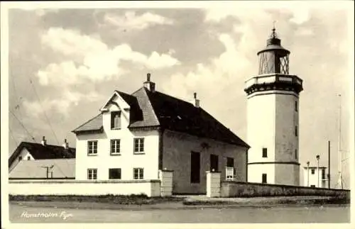 Ak Hanstholm Dänemark, Leuchtturm, Gebäude, Wolken, Straße