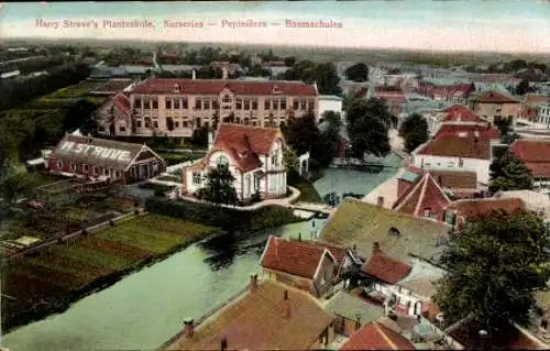 Ak Holland Michigan USA, Harry Struve's Planteskole, Baumschulen, Wasserkanal, aus der Vogelpersp