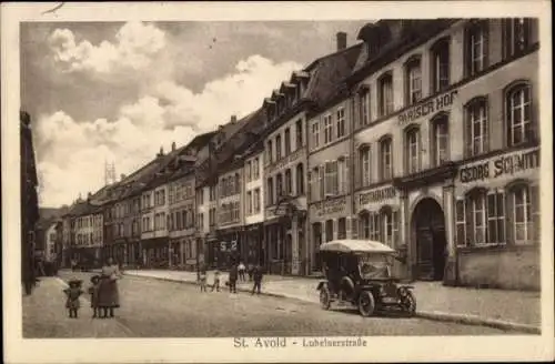 Ak St. Avold Lothringen Moselle,  Lubelnerstraße, alte Häuser, Straßenansicht, Auto
