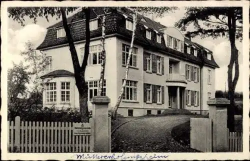 Ak Kiebitzhörn Malente in Ostholstein, Müttererholungsheim, Gebäude mit Fenster, Bäume, Zaun