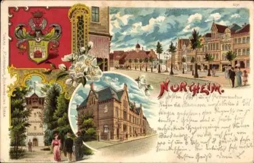 Ak Northeim in Niedersachsen, Stadtansicht, Straßenansicht, Gebäude, Nordeheim, Farbdarstellung