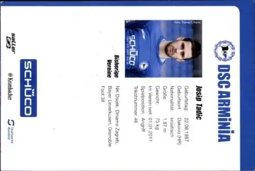 Autogrammkarte Fußballer Josip Tadic, DSC Arminia, Autogramm