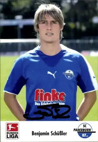 Autogrammkarte Fußballer Benjamin Schüßler, SC Paderborn 07, Autogramm