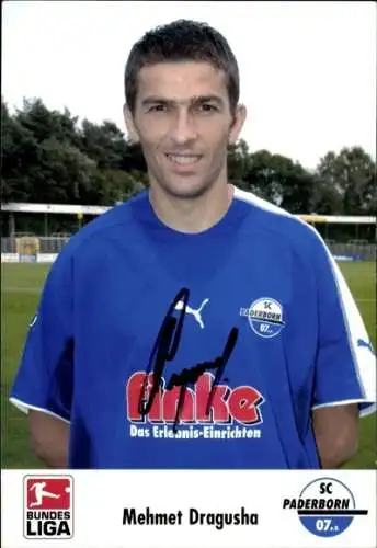 Autogrammkarte Fußballer Mehmet Dragusha, SC Paderborn 07, Autogramm