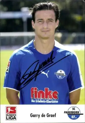 Autogrammkarte Fußballer Garry de Graef, SC Paderborn 07, Autogramm
