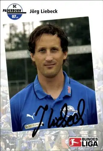 Autogrammkarte Physiotherapeut Jörg Liebeck, SC Paderborn 07, Autogramm