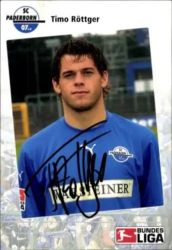 Autogrammkarte Fußballer Timo Röttger, SC Paderborn 07, Autogramm