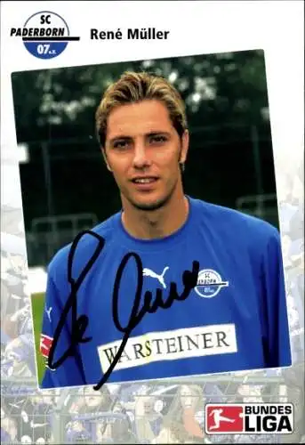 Autogrammkarte Fußballer René Müller, SC Paderborn 07, Autogramm