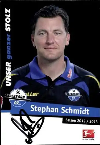 Autogrammkarte Cheftrainer Stephan Schmidt, SC Paderborn 07, Autogramm