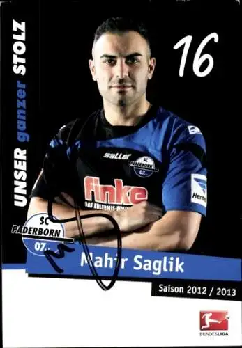 Autogrammkarte Fußballer Mahir Saglik, SC Paderborn 07, Autogramm