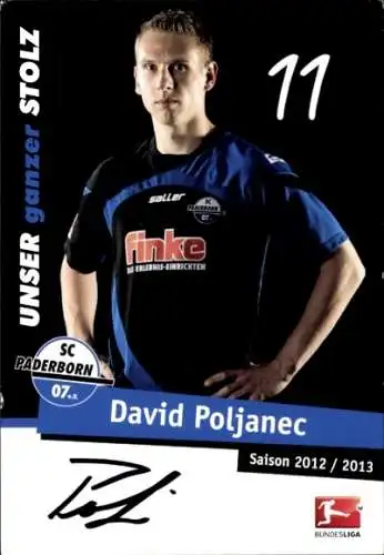 Autogrammkarte Fußballer David Poljanec, SC Paderborn 07, Autogramm