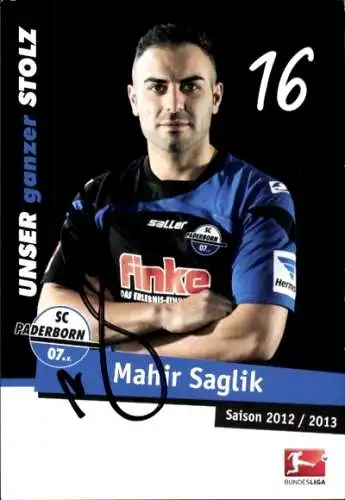 Autogrammkarte Fußballer Mahir Saglik, SC Paderborn 07, Autogramm