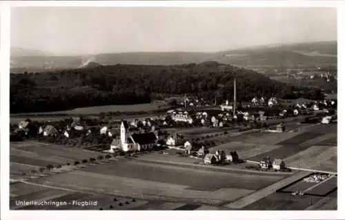 Ak Unterlauchringen Lauchringen in Baden, Luftaufnahme, Kirche, Landschaft, Häuser, Felder