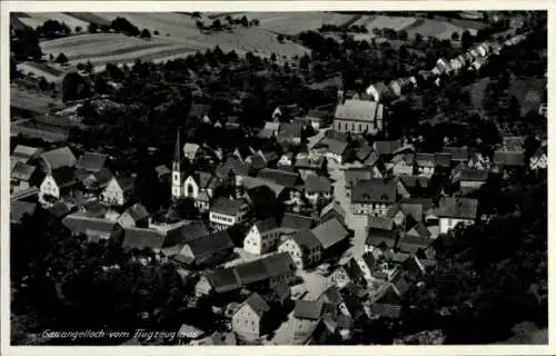 Ak Gauangelloch Leimen in Baden, Luftaufnahme, kleine Häuser, Kirche, ländliche Umgebung