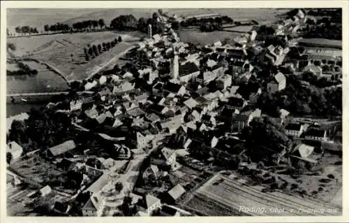 Ak Roding in der Oberpfalz, Luftaufnahme von  viele Häuser, Wälder, kleine Felder