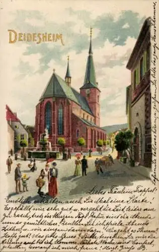 Litho Deidesheim in der Pfalz, Kirche