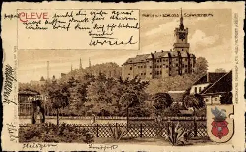 Wappen Litho Kleve am Niederrhein, Schloss, Schwanenburg