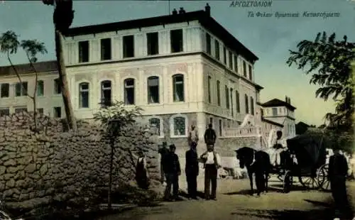 Ak Argostoli Griechenland, Gebäude, Kutsche