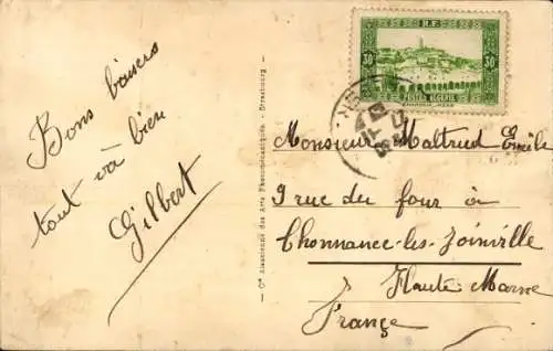 Ak Blida Algerien, Affe auf Mauer sitzend