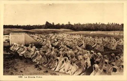 Ak Algerien, Groß Gruppe Gläubiger im Gebet