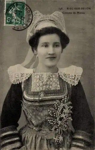 Ak Französische Braut in Hochzeitskleid