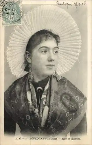 Ak Boulogne sur Mer Pas de Calais, Matelotte, Frau in Tracht