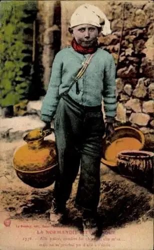Ak Normannisches Kind mit Wasserkrug