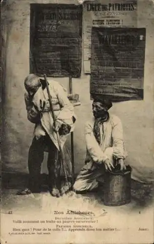 Ak Portrait zweier Plakatkleber