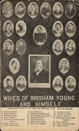 Ak Portrait von Brigham Young, Mormone, Portraits seiner Frauen
