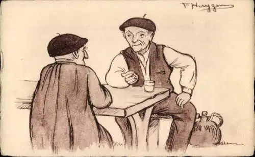 Künstler Ak Baskenland, Gespräch zweier Männer