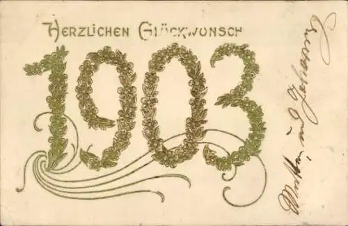 Präge Ak Fröhliches Neujahr, Jahreszahl 1903