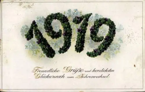 Ak Fröhliches Neujahr, Jahreszahl 1919, Klee
