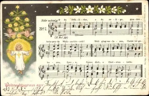 Lied Ak Glückwunsch Weihnachten, Engel, Tannenbaum
