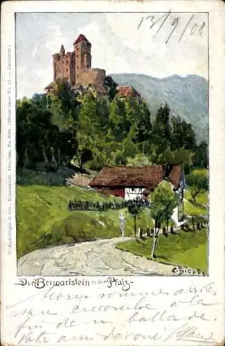 Künstler Ak Biese, C., Erlenbach bei Dahn in der Pfalz, Burg Berwartstein