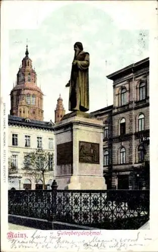 Ak Mainz am Rhein, Gutenbergdenkmal