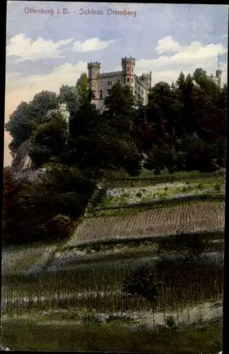 Ak Offenburg in Baden Schwarzwald, Schloss Ortenberg, Weinberge, malerische Landschaft