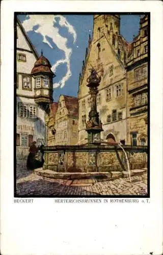 Künstler Ak Beckert, Fritz, Rothenburg ob der Tauber Mittelfranken, Herterichsbrunnen
