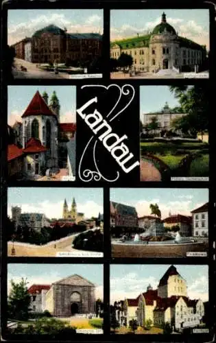 Ak Landau in der Pfalz, Verschiedene Gebäude, Grünflächen, Stadtansichten, Schriftzug Landau