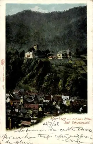 Ak Hornberg im Schwarzwald, Hornberg mit Schloss, Hotel Bad Schwarzwald, Stadtansicht