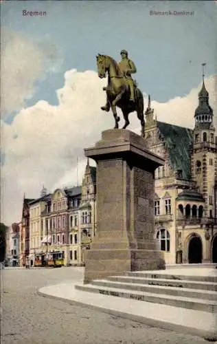 Ak Bremen, Bismarck-Denkmal, Gebäude, Pferd, Statue