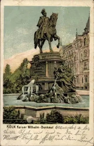 Ak Köln am Rhein, Kaiser Wilhelm-Denkmal, Reiterstatue, Brunnen,  Architektur